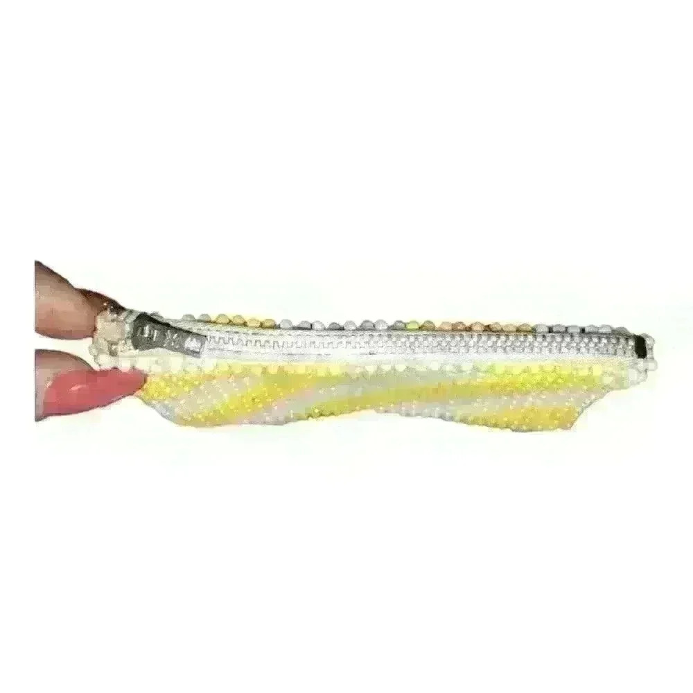 Vintage coin purse yellow and white beaded with the zipper - Picture 5 of 12